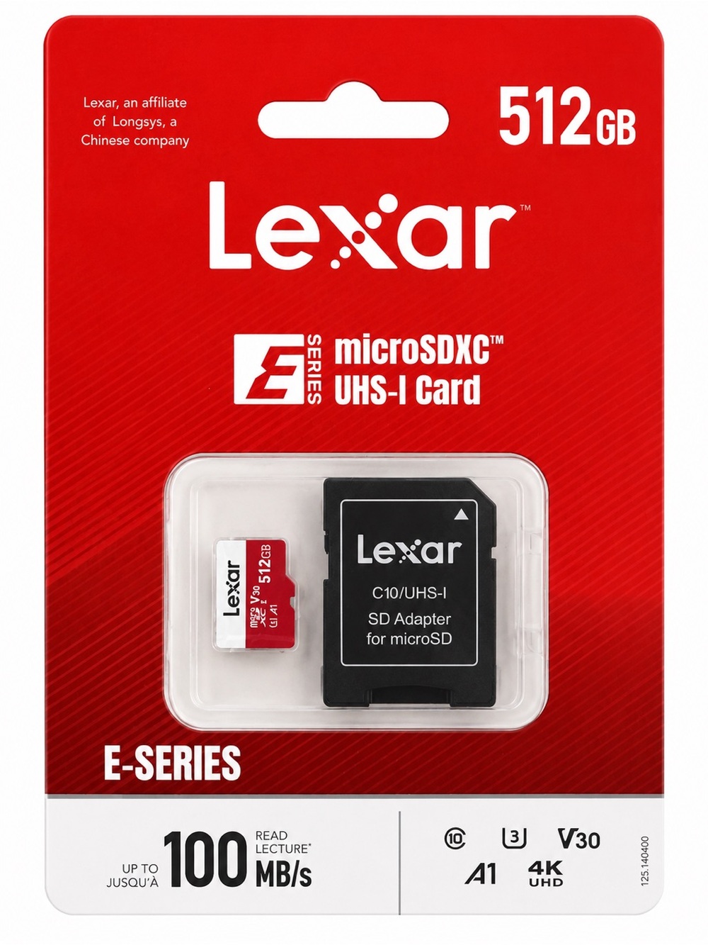Lexar E-Series Plus 512 Micro SDXC UHS-1 Memory Card A-1 U3 V30 100 MB/s